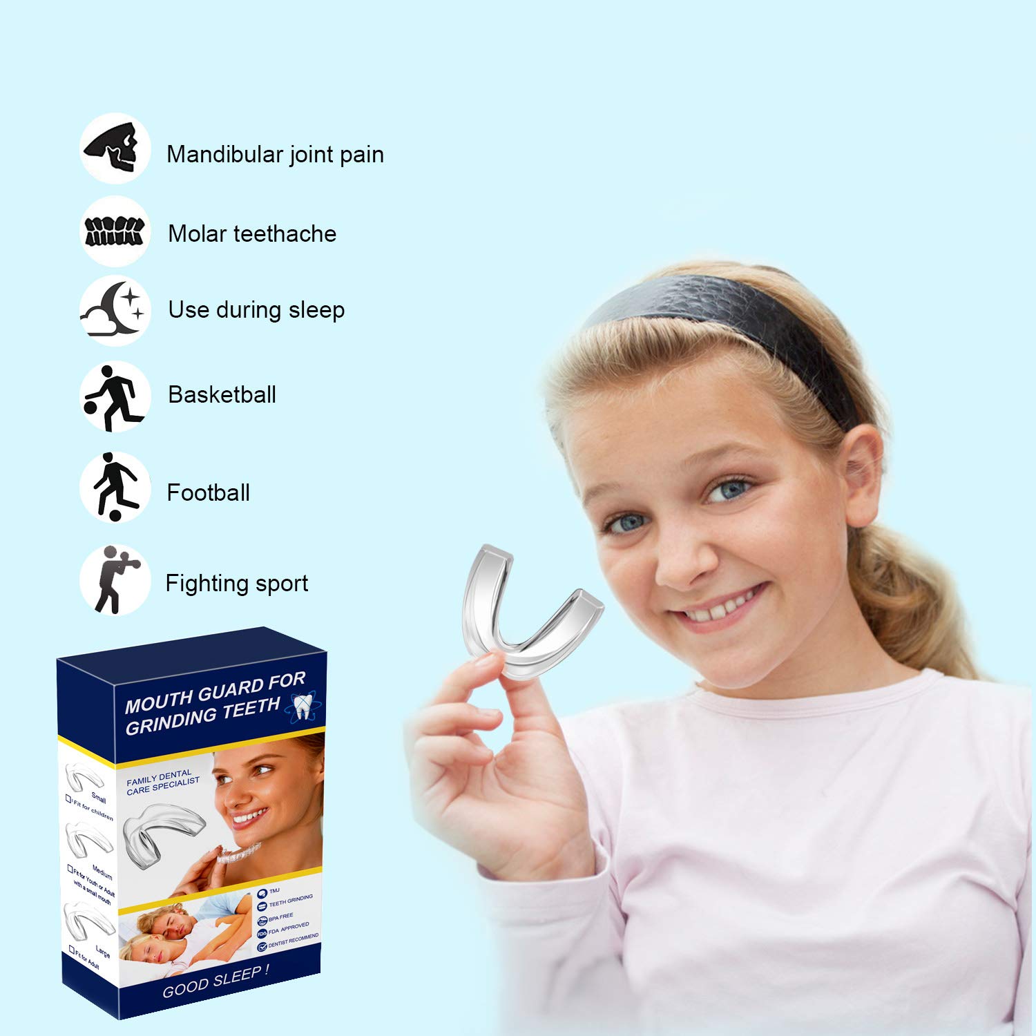 EastermCare Kids Mouth Guards for Teeth Grinding, Pack of 4 Bite Guards + Dental Guard Case, Eliminate Clenching Bruxism, Teeth Whitening Tray & Sports, Child Moldable Bite Guards(5-10 years old kids) : Beauty