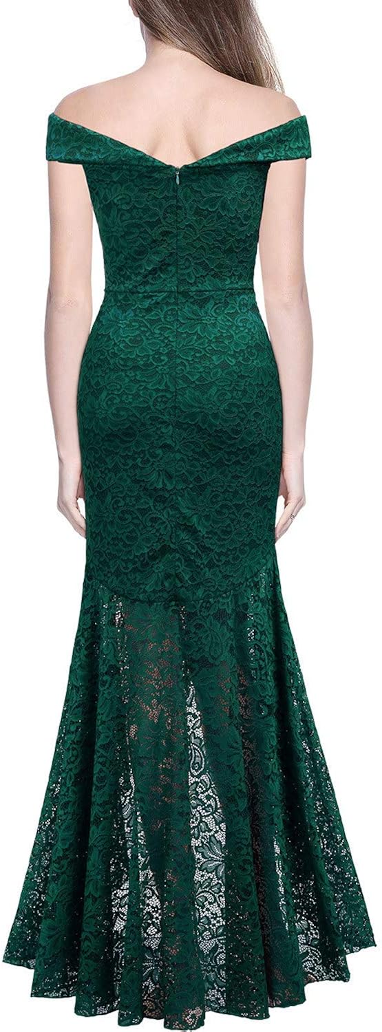 Miusol Women's Vintage Off Shoulder Floral Lace Evening Cocktail Maxi Dress: Clothing