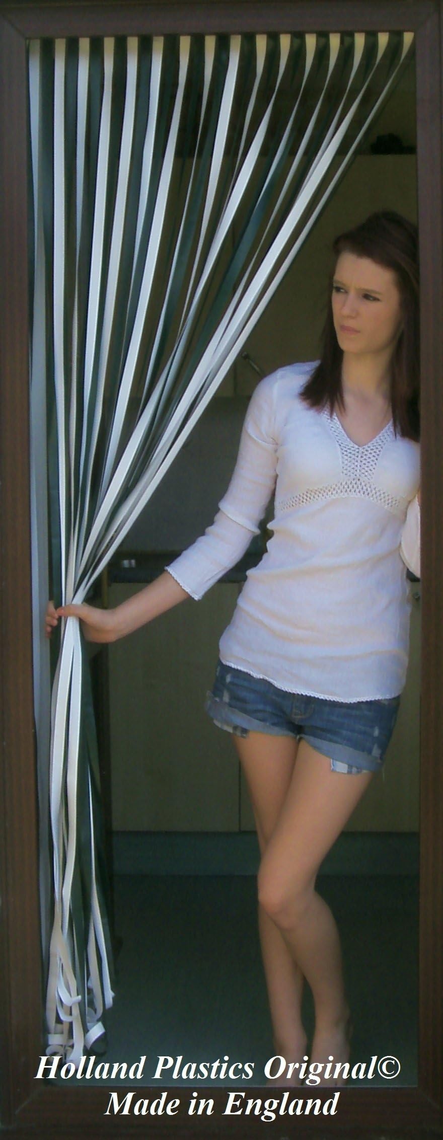 Heavy Duty Bug Blind,Strip Blind-80cm (Standard UK door size) Complete with hooks for Plastic Frames (Select colours from drop down menu) (GREEN & WHITE)