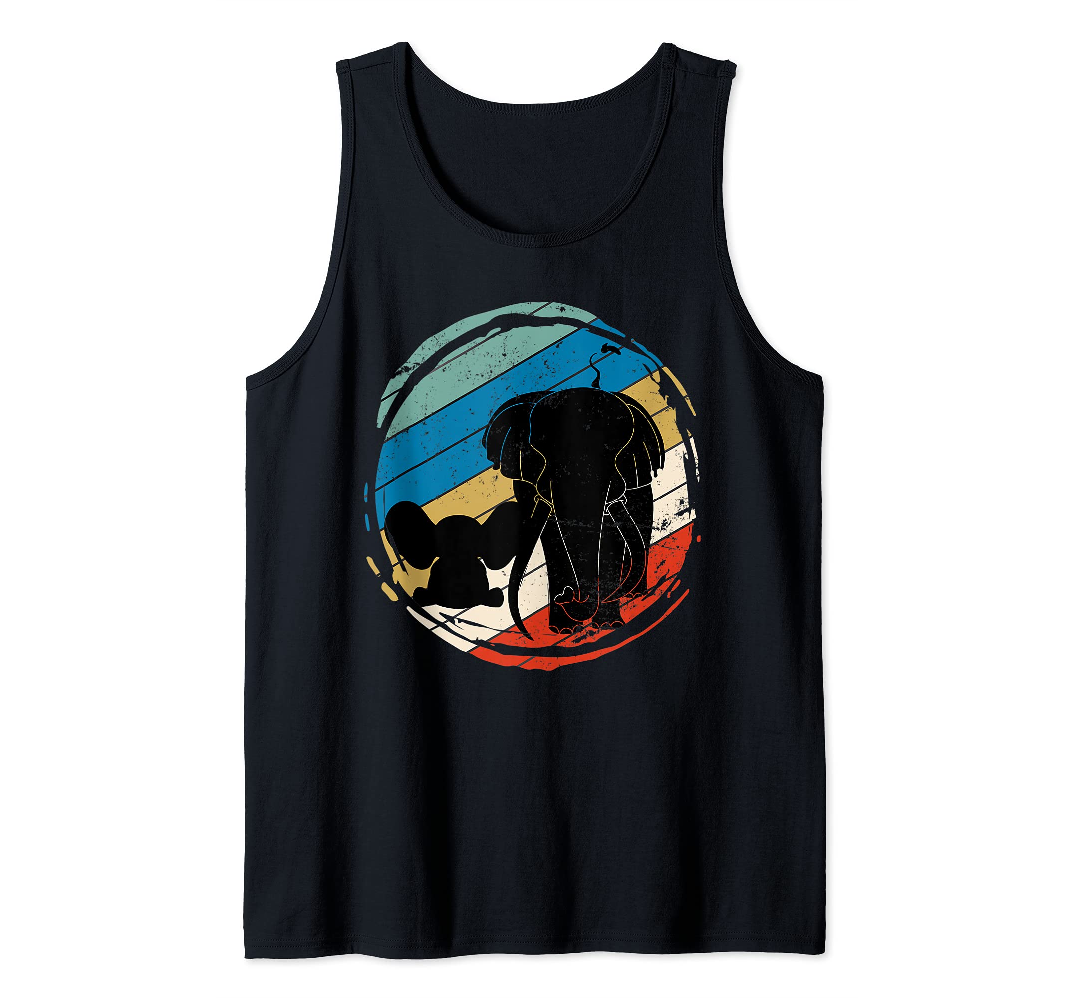 Retro Elephant Family Africa Safari Animal Elephant Tank Top