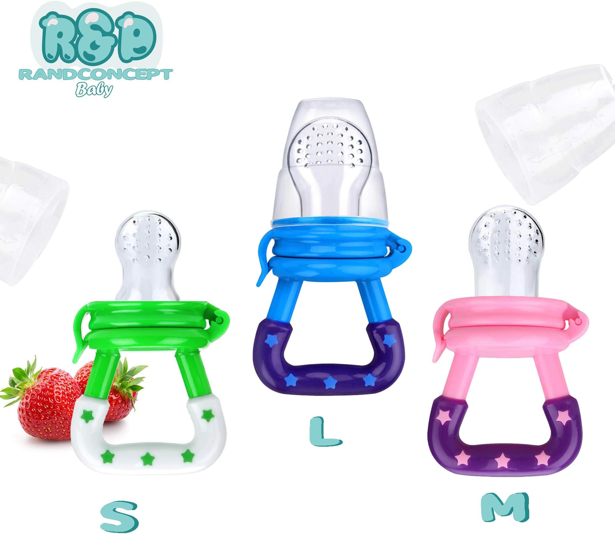 Baby Fruit Feeder Pacifier (3 Pack) - Fresh Food Feeder, Infant Fruit Teething Toy, Silicone Pouches for Toddlers & Kids