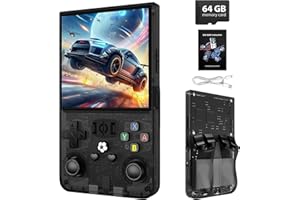 XISKT R36MAX Retro Handheld Game Console,64GB Open Source System Support 30+ Emulator Console,4.0 Inch IPS Screen Retro Gaming Console,4000mAh Battery,Portable Video Game Console for Christmas (Black)