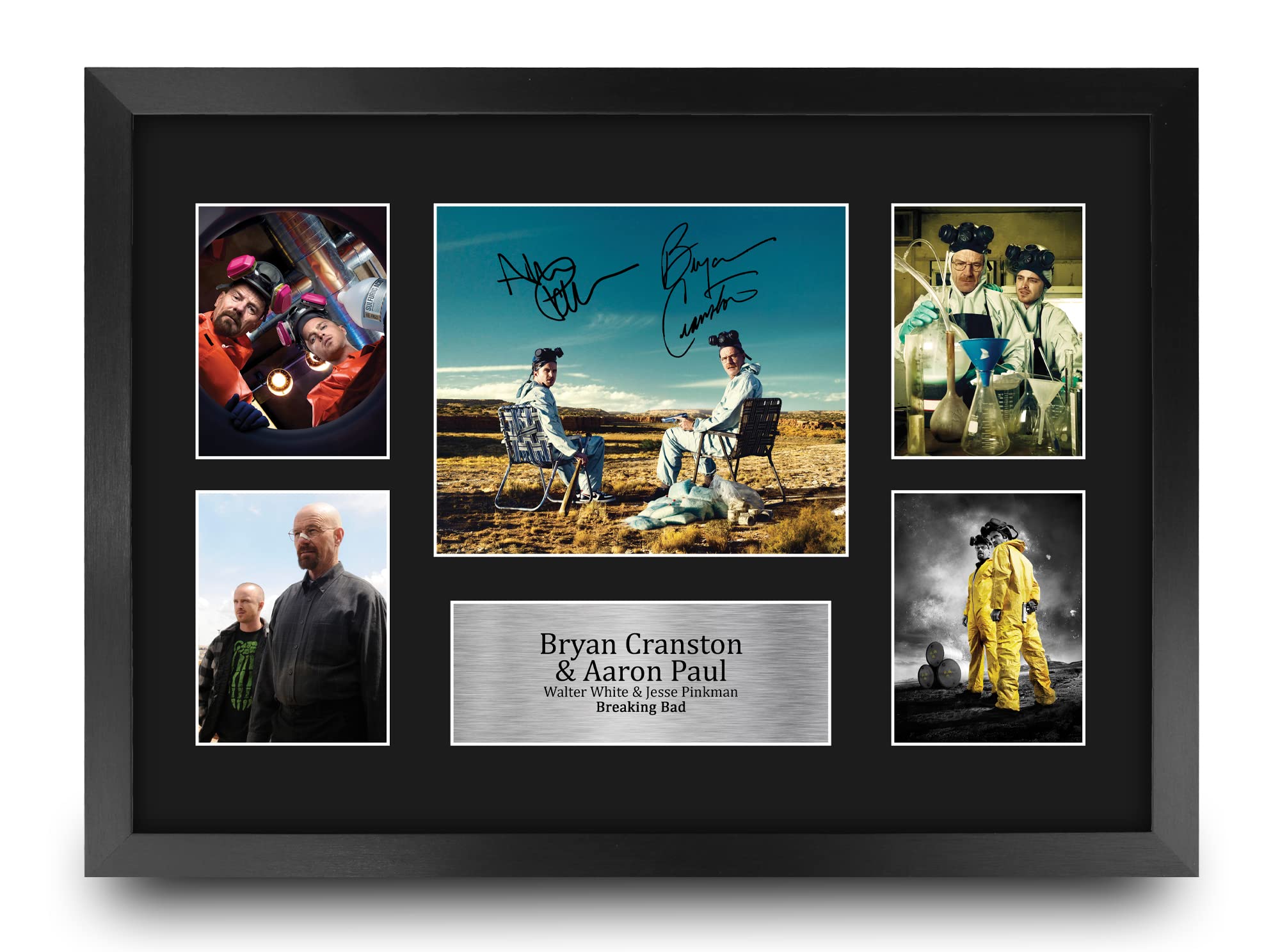 HWC Trading FR A3 Bryan Cranston & Aaron Paul Breaking Bad Walter White & Jesse Pinkman Gifts Printed Signed Autograph Picture for TV Show Fans - A3 Framed