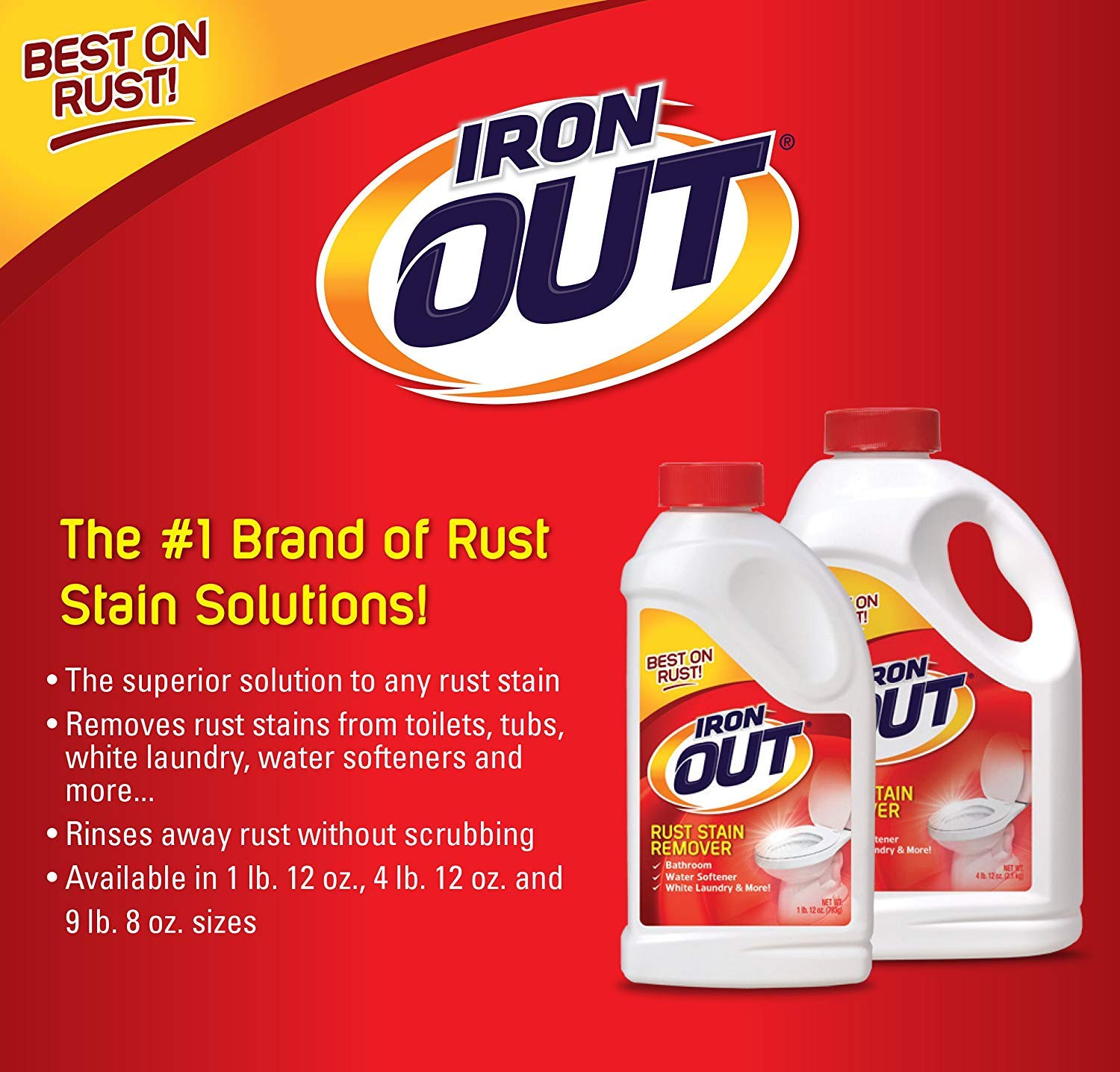 IRON OUT IO30N Rust Stain Remover Powder, 1 lb 12 oz Bottle, 2 Count