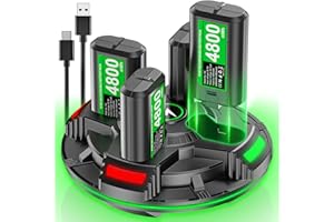 RJAD Rechargeable Xbox Controller Battery Pack, 4 x 4800mWh Rechargeable Batteries Pack with Charging Dock Station for Xbox One/One S/One X/One Elite/Xbox Series S|X Wireless Controller (4 Pack)