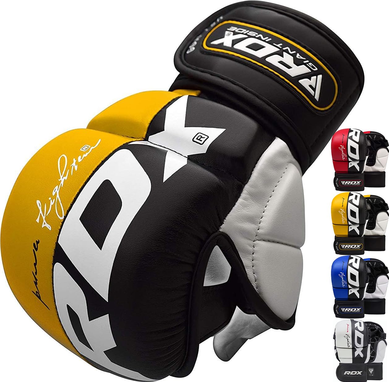 RDX MMA Sparring Gloves Martial Arts, Muay Thai, Kickboxing, Ventilated Open Palm for Grappling, Karate Mitts for Adults