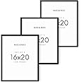HAUS AND HUES Black Oak Wood Frames Set of 3 - 16x20 Picture Frames for Wall