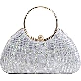 Eautyba Women's Fashion Round Handle Rhinestone Decorated Evening Bag Tote Party Handbag