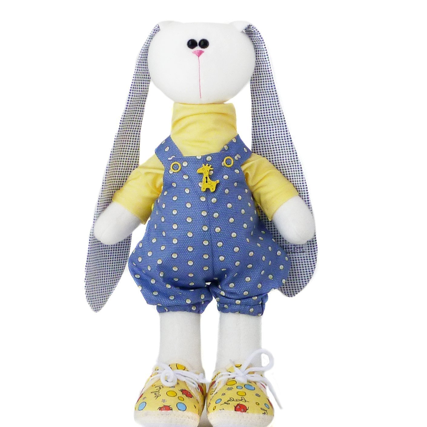 Handmade Stuffed bunny toy 14.5 inch, Fabric bunny doll for