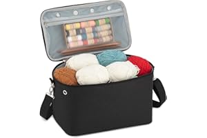 ATRASTOUT Crochet Bag, Yarn Holder Storage Organizer 13"inch Portable Breathable Travel Yarn Bag for Girls,Mother Gift for her(No Accessories Included), Black