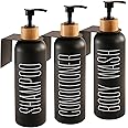 Prus Waso Shower Soap Dispenser Wall Mounted, Contains Shower Dispenser 3 Chamber No Drill. Pump Bottle Dispenser with Wall Mount Brackets, Perfect for Guest Bathroom Essentials. (Black & Wall)