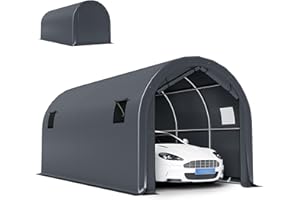 Outsunny 10' x 19' Heavy Duty Carport, Portable Garage Car Canopy Tent Shelter with Roll-up Door, 4 Windows, Reinforced Galva