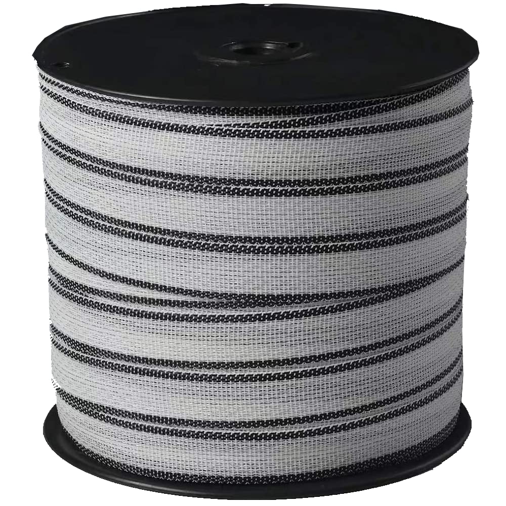 Photo 1 of 1 INCH Electric Fence Polytape, 8 Strands of Electrical Conductors Poly Electric Fence Tape, 656 Feet Roll, 1 Inch Wide White and Black Poly Tape Electric Fence