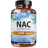 NaturaLife Labs N-Acetyl-L-Cysteine (NAC) 1600 mg &ndash; 100 Capsules - Vegan, Non-GMO &amp; Gluten-Free