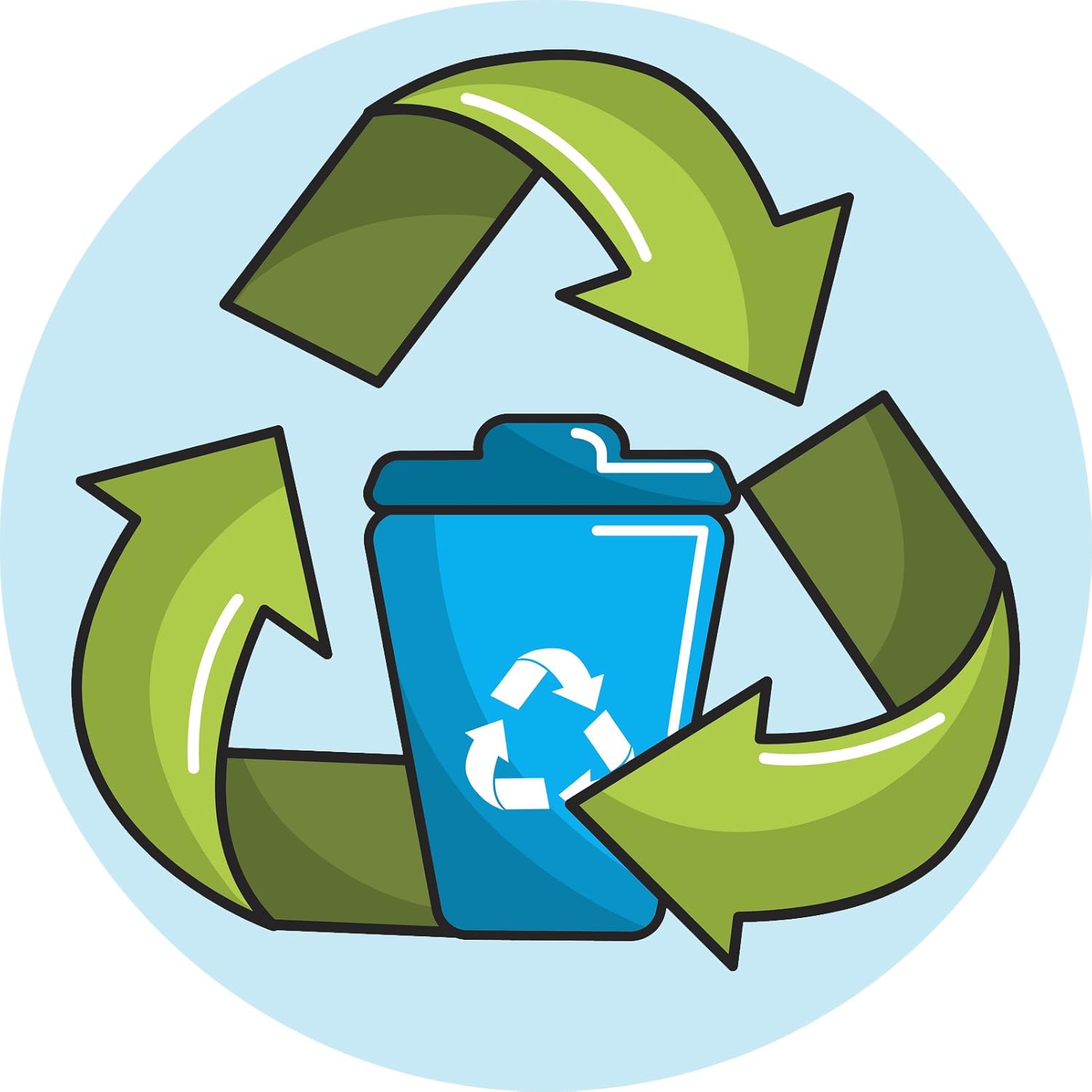 Amazon Com Simple Trash Can Recycle Cartoon Icon Vinyl Decal Sticker 12 Wide Automotive