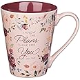 Christian Art Gifts Plum Floral Ceramic Coffee Mug – 14 oz. Lead and Cadmium-safe, Non-toxic Inspirational Scripture Coffee & Tea Mug for Men & Women with Bible Verse: I Know The Plans –Jeremiah 29:11