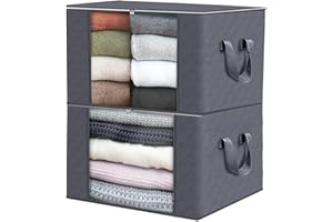 WULITHADA 90L Clothes Storage Bags, Foldable Fabric Closet Organizers and Storage Containers, Underbed Storage Bins for Cloth