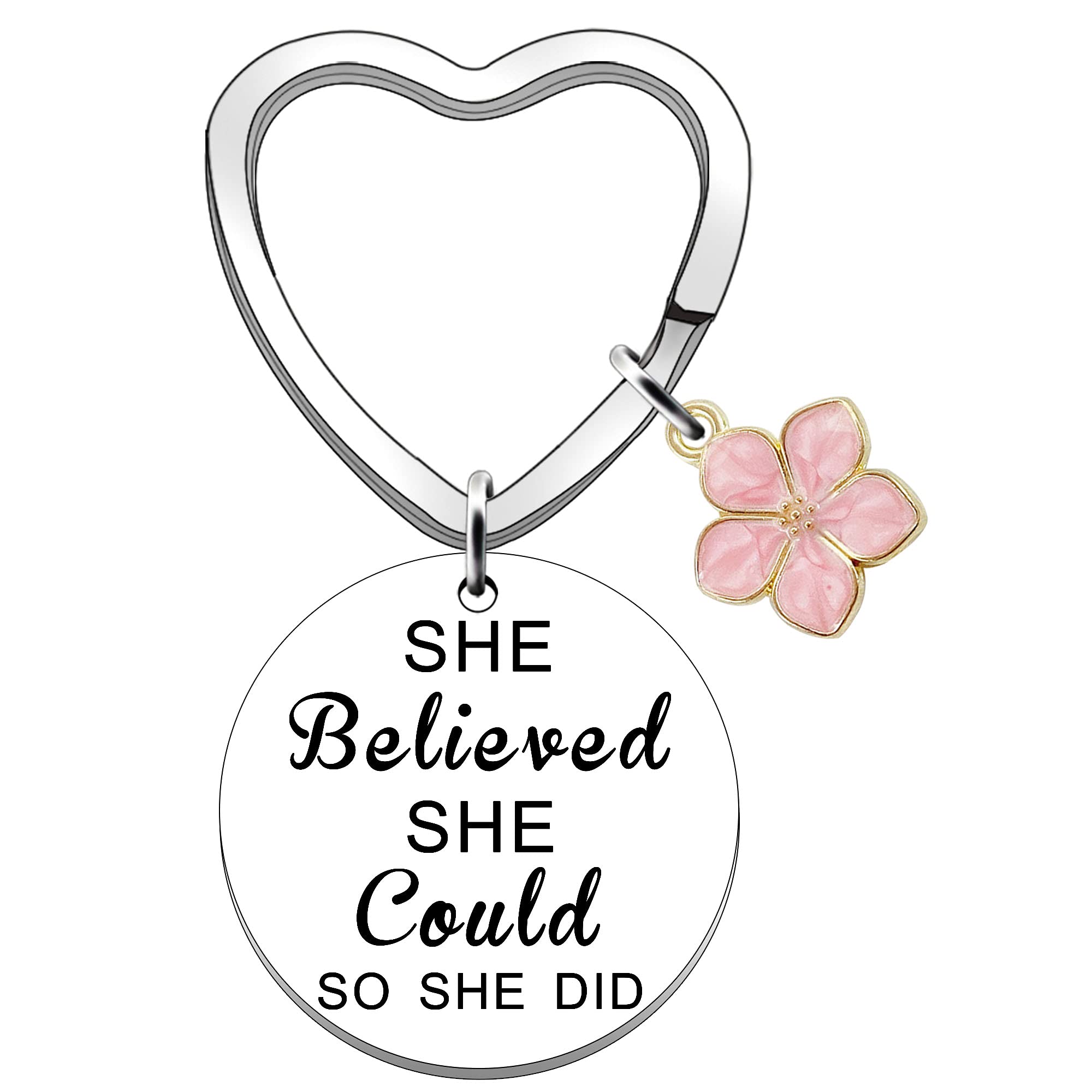 SDOFY Inspirational Keyrings She Believed She Could So She Did Women Girls Gifts Congratulations Gift Keychain Gifts for Daughter Sister Girlfriend Niece Best Friends