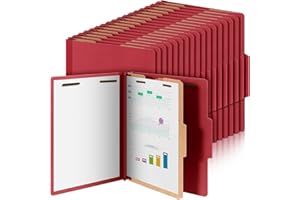 Skyygemm 36 Pcs Classification Folders Letter Size, 1 Divider Pressboard File Folder with Fasteners, Expanding File Organizer Bulk for Teachers, Clergy, Office, Church, Christmas Donations (Red)