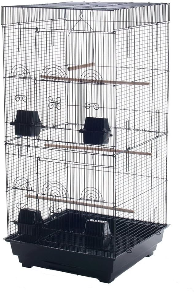 RCI 181837987K Parakeet Cockatiel Single Tall Metal Ware Large Bird Cage, Black