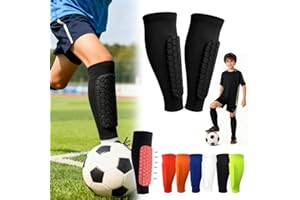 Soccer Shin Guards Pads Kids, Shin Defender Guards Honeycomb Compression Sleeve for Superior Impact Absorption, Elastic Breat