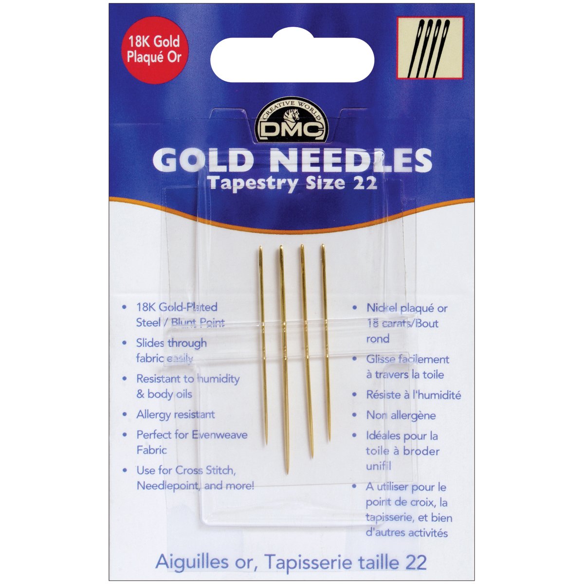 DMC 6131 Tapestry Hand Needles, Gold, Size 22