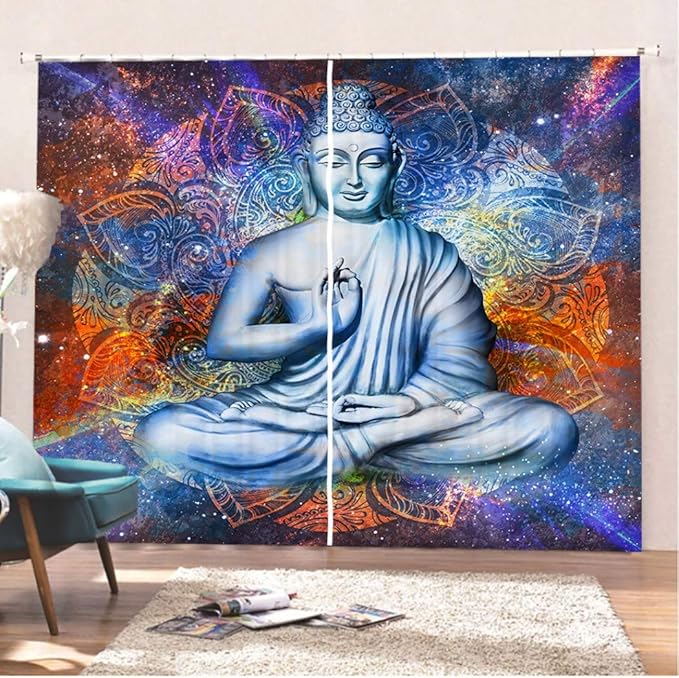 MOUMOUHOME Impresión de estatua de piedra 3D Cortina de ventana Paneles