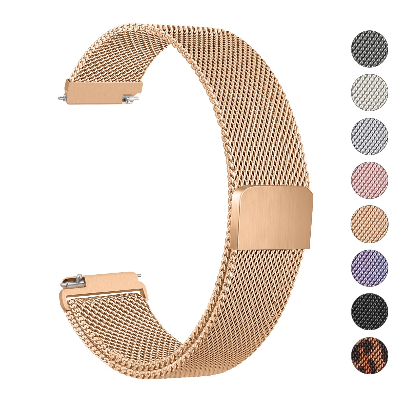 Veryfit Smart Watch Bands for IDW13, IDW16, IDW19 Smartwatch, Stainless Steel Metal Replacement Bracelet Strap for Fitpolo IDW13/Woneligo W13/FITVII HM57, ENOMIR/TOOBUR/MILOUZ/Gydom/Faweio/Veryfit IDW19 (Rose Gold)
