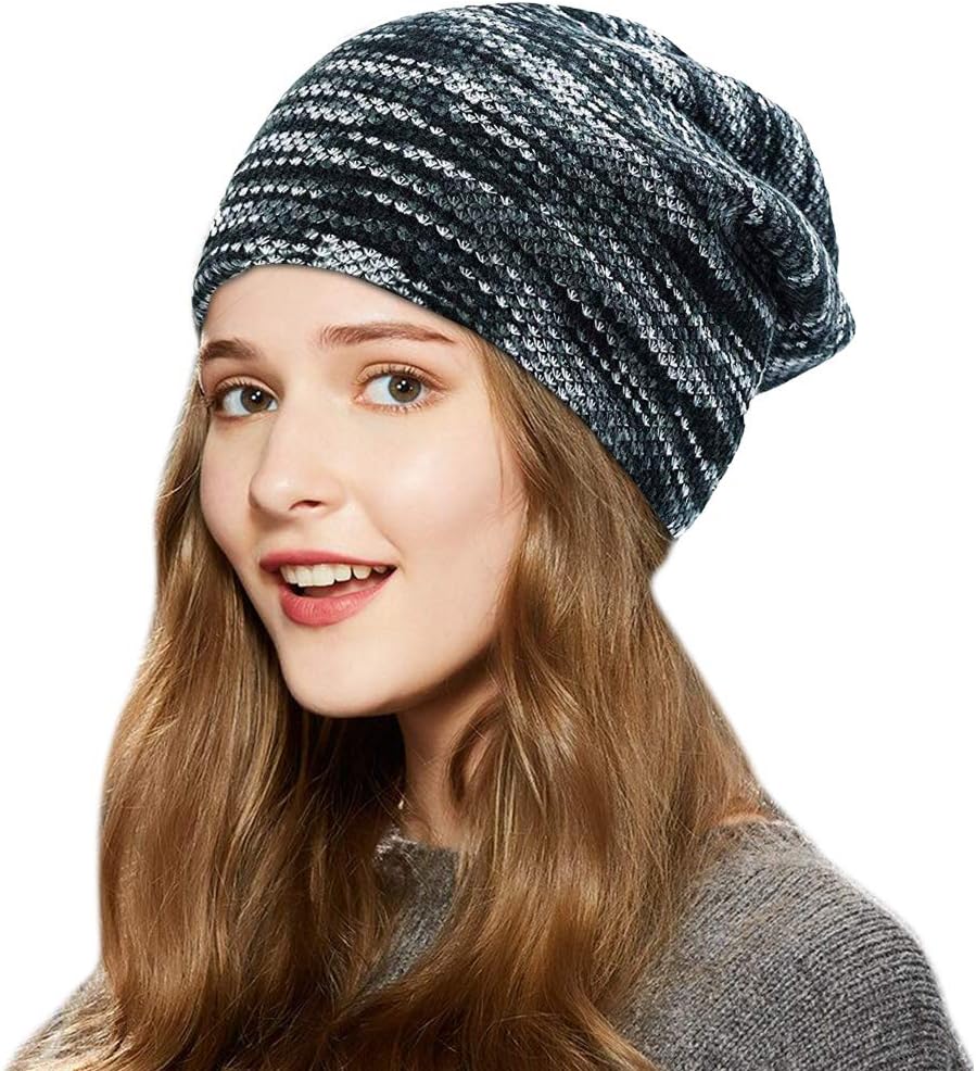 Warm Knitted Hat Unisex Beanie Lined Winter Hat Loose Knit Skull Cap for Men Women Teen Boys Girls Ladies Outdoor Sport