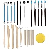RUBFAC Clay Tools, 24pcs Polymer Clay Tools, Modeling Clay Sculpting Tools Set Pottery Tools with Air Dry Clay Tools Ball Sty