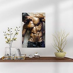 HMLZSJ Nude Muscle Male Torso Portrait Art Gay