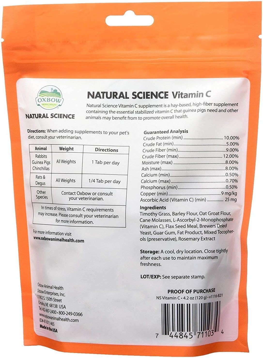 oxbow vitamin c tablets for guinea pigs