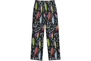 IHCVHQX Boys Pajamas Pants Fishing Lures Fish Hooks Elastic Waist PJ Bottoms Comfy Lounge Long Pants M