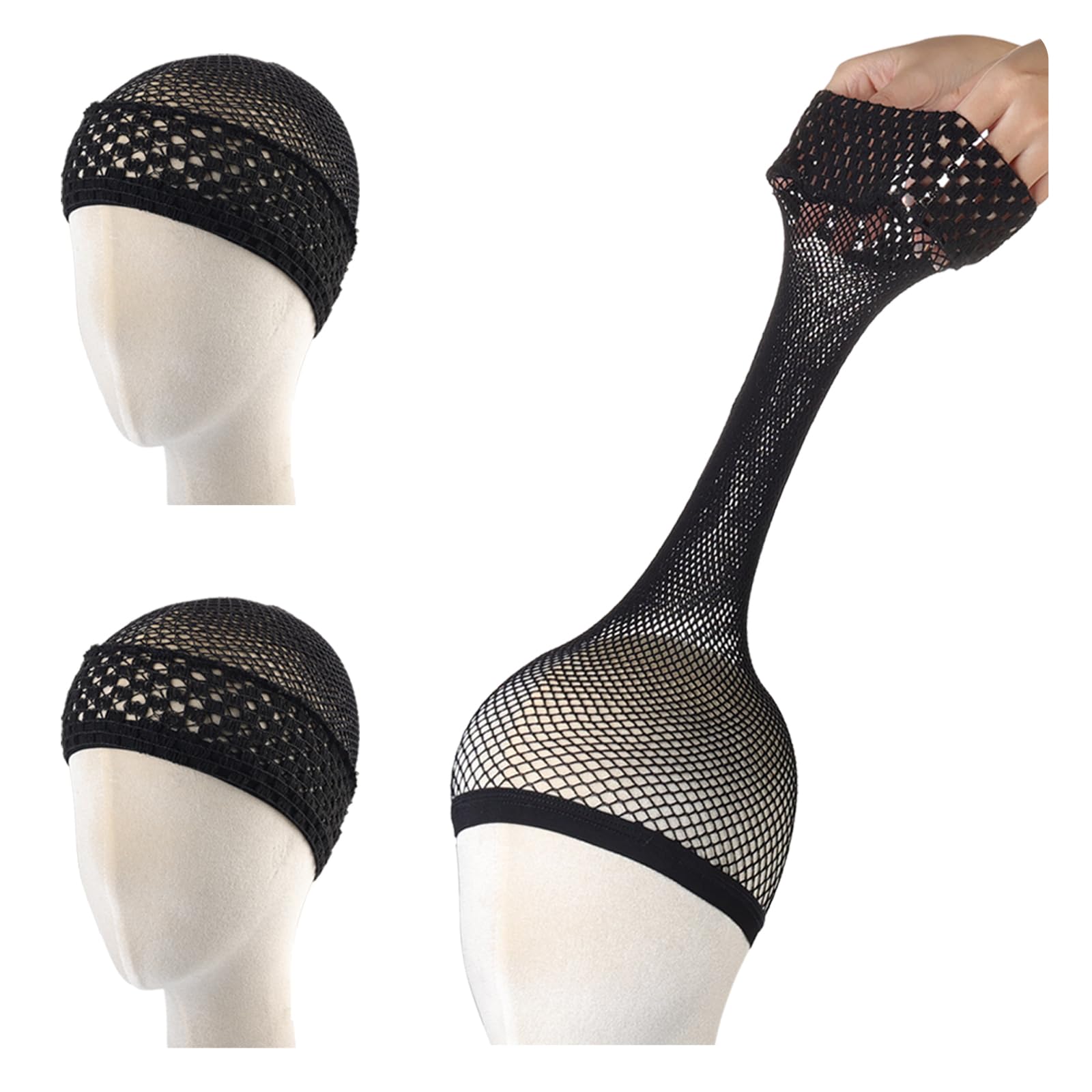 MYKURS Extra Long Mesh Wig Caps for Long Thick Hair, Hair Net to Hold Wig in Place, Black 2 PCS