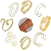 YVVLEE 9PCS Gold Arm Cuff Jewelry for Women Arm Layered Cuff Bracelet Bangles Armlet Adjustable Armband Cuff Bracelet Set
