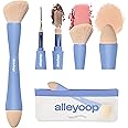 Makeup Brush Set Alleyoop Multi-Tasker 4-in-1 Travel Make Up Brush Set + Blending Sponge Refill Pack – Compact Makeup Brushes