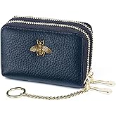 imeetu RFID Credit Card Holder, Small Leather Zipper Card Case Wallet for Women