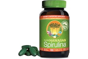 Nutrex Hawaii, Pure Hawaiian Spirulina - 1000 mg Tablets - Hawaiian Grown Natural, Nutrient Rich Superfood - Immune Support, Detox & Energy – Vegan Complete Protein, Non-GMO, Original, 180 Count