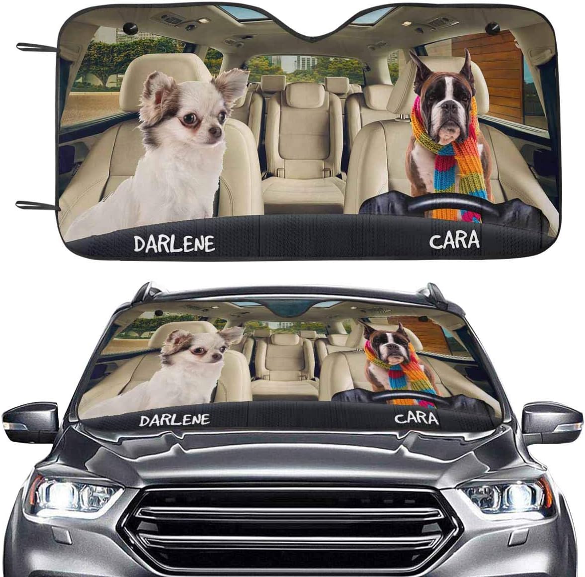 InterestPrint Personalized Dog Car Windshield Sun Shades