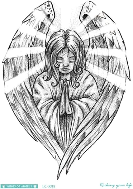 5pcs Sketch Angel Fake Tattoo Cross Wings Large Taty Men Temporary Tattoo Sticker For Body Art Female Lc 895 Amazon Co Uk Beauty