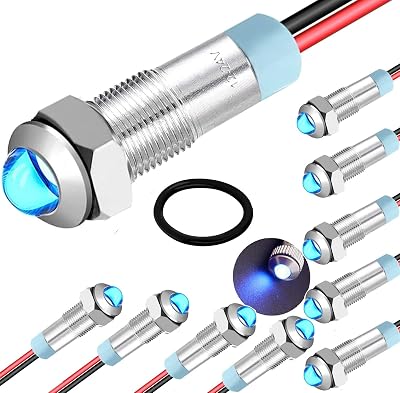 RUNCCI-YUN 10x 6mm 12-24V Waterproof LED Metal Indicator Light Blue Panel Mount