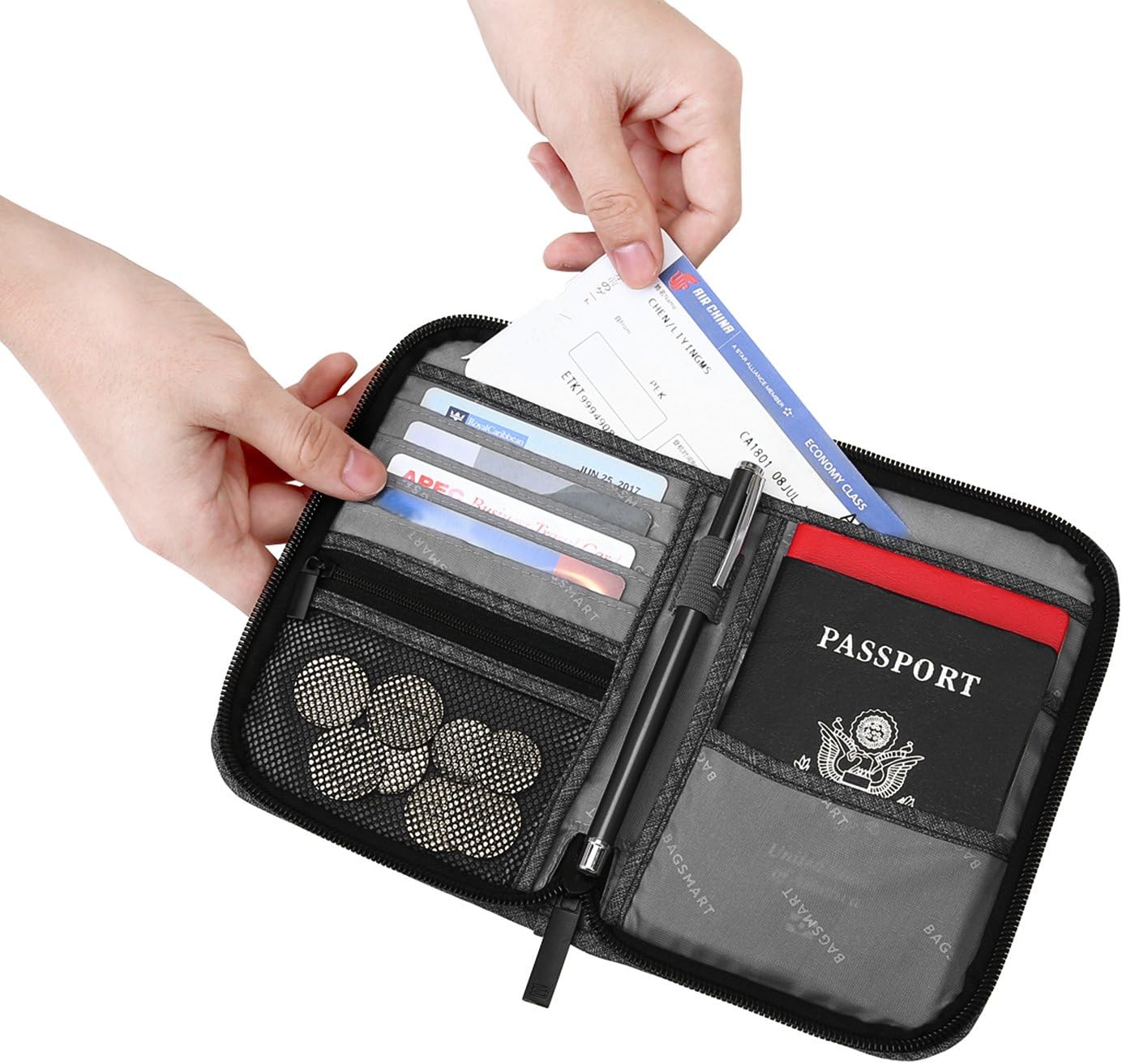  | BAGSMART Travel RFID Blocking Wallet Passport Holder Cover Document Organizer for Men and Women | Passport Wallets