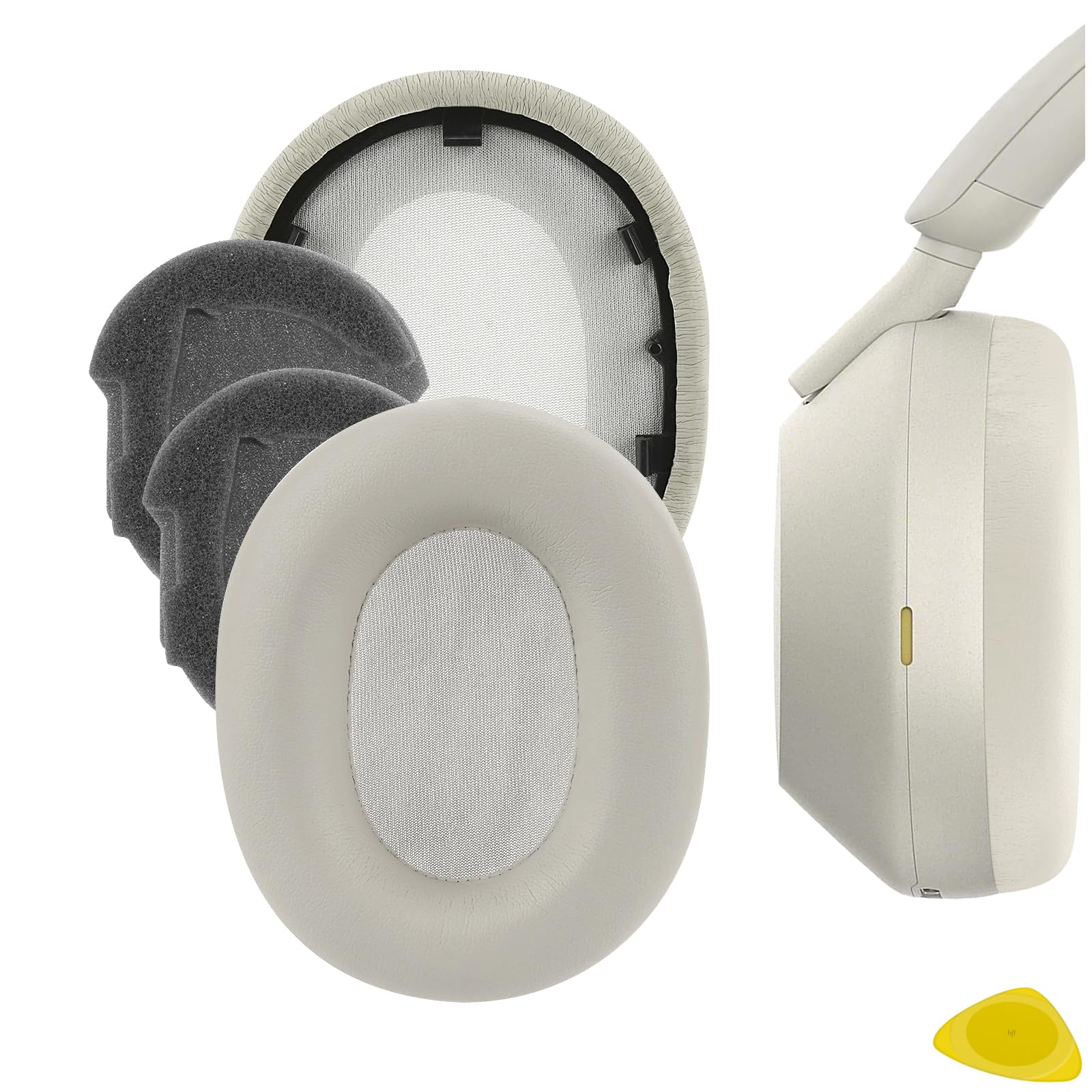 Geekria Replacement Ear Pads for Sony WH-1000XM5 Wireless Headphones Ear Cushions, Repair Parts (Gold)