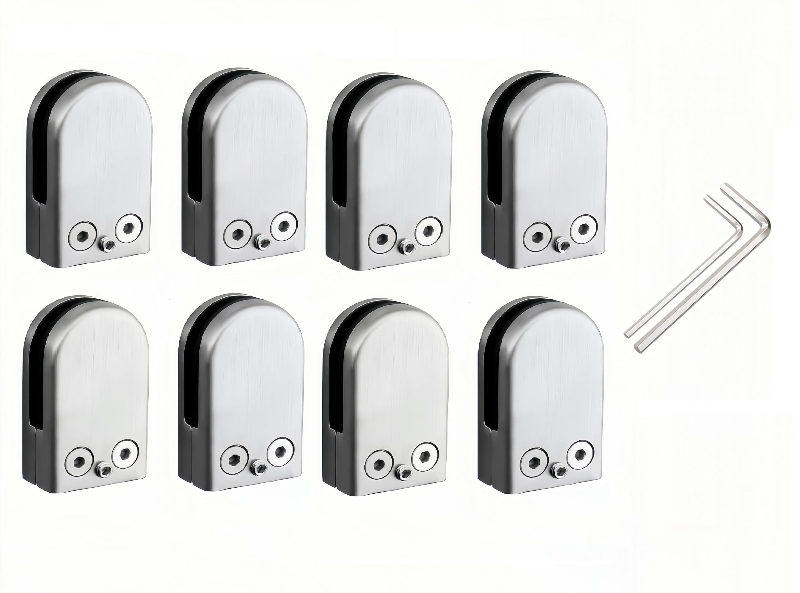 4/8/12 pcs Glass Clamps, 6-8-10-12mm Round Glass Clamps, Glass Mounting Brackets Glass Clips Holder 304 Stainless Steel Glass Bracket Flat Back for Balustrade Staircase Handrail (8pcs(8-10mm))