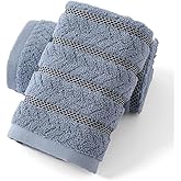 sense gnosis Blue Hand Towels Super Soft Jacquard Ribbed Striped Pattern 100% Cotton Absorbent Decorative Hand Towel for Bathroom 13 x 29 Inch, 2 Pack