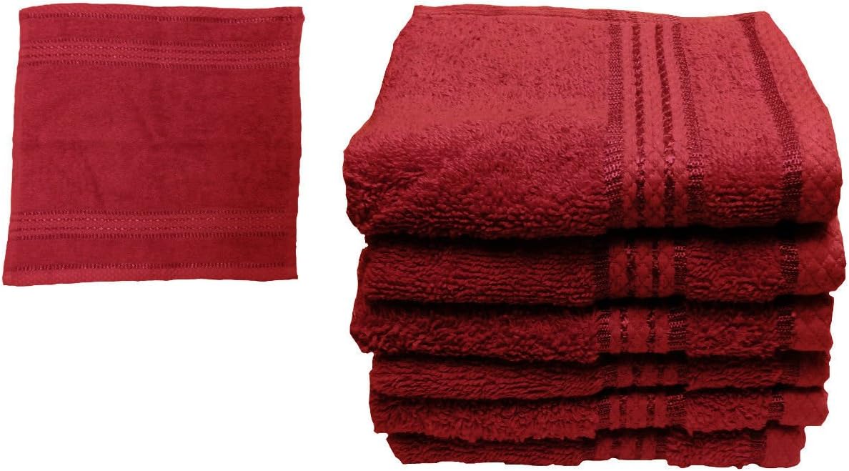 GonZalo GraCia. Pack of 6 BURGUNDY/MAROON Face Towel Cloth 100 Royal