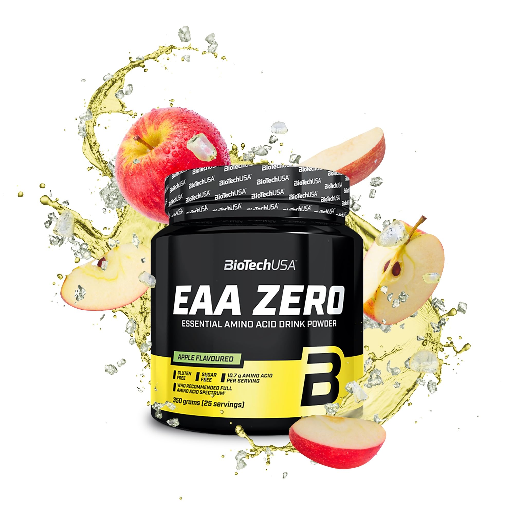 BioTechUSA EAA Zero - Essential Amino Acid Power | 7160mg EAA/Serving | WHO Recommended Ratio | Sugar-Free, Gluten-Free, 350 g, Apple