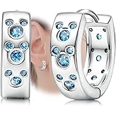 Sterling Silver Mouse Cartilage Earrings for Women Fashion Huggie Hoop Charms Earrings with CZ Hypoallergenic Jewelry Birthday Gift for Women
