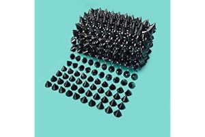 Yhsheen 1 Yard Sew Stitch On Spike Stud Rivet Flat-Back Punk Rock Trim Ribbon mesh Bead Craft (Black)