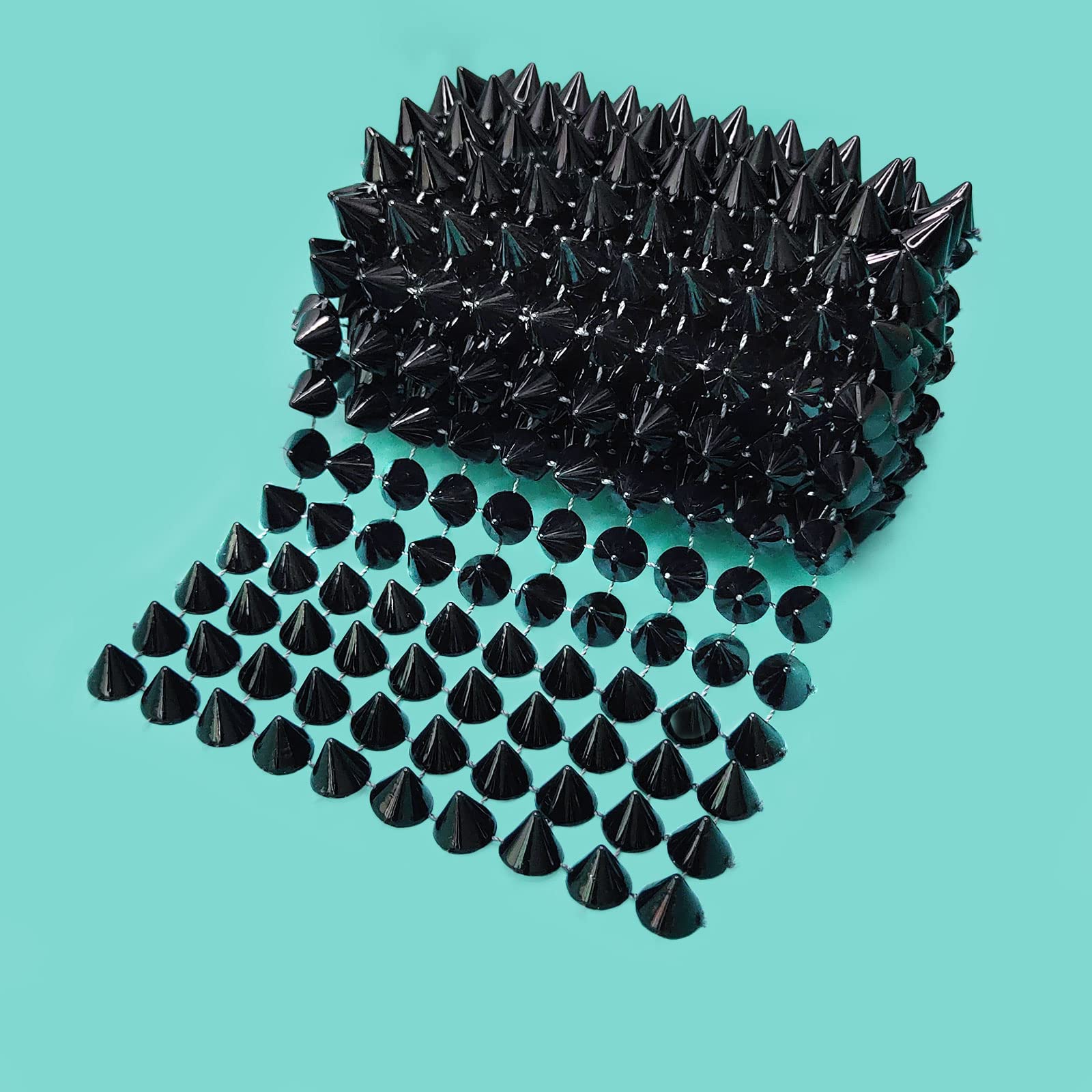 Photo 1 of Yhsheen 1 Yard Sew Stitch On Spike Stud Rivet Flat-Back Punk Rock Trim Ribbon mesh Bead Craft (Black)
